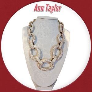 Like New Ann Taylor Necklace 1990s  Swarovski Pavé Chunky Chain Link Gold Tone